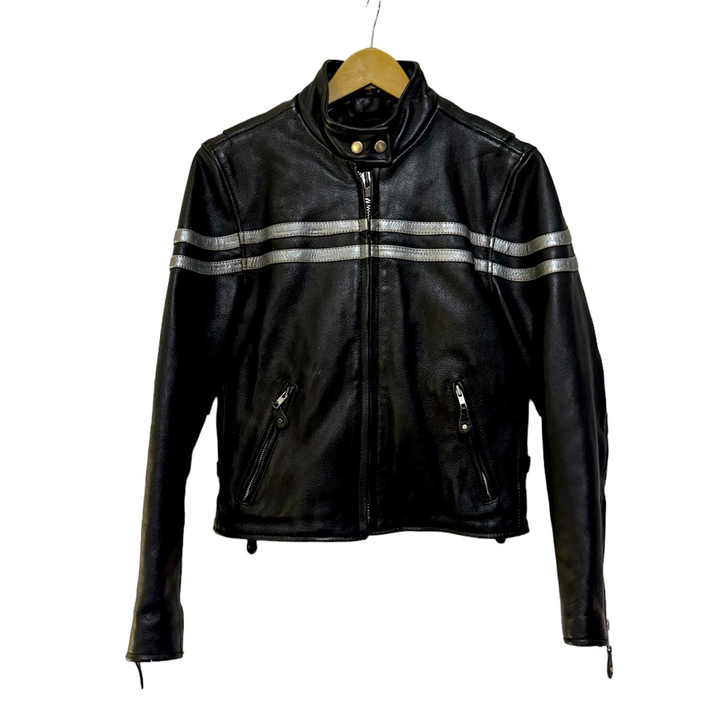 Vintage Size Small Hot Leathers Brand Harley Davidson Motorcycle Biker Jacket